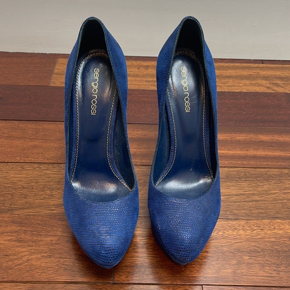 Blue Sergio Rossi platform pumps - Picture 2 of 4